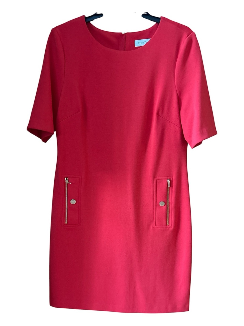 Calvin Klein Red Shift Dress w/ Zip Pocket Detail – Size 10 - Picture 1 of 1